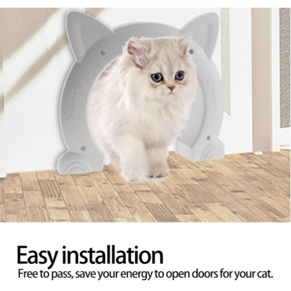 Wnvivi White Cat Ear Shaped Plastic Cat Door, No Flap Cat Door NWT